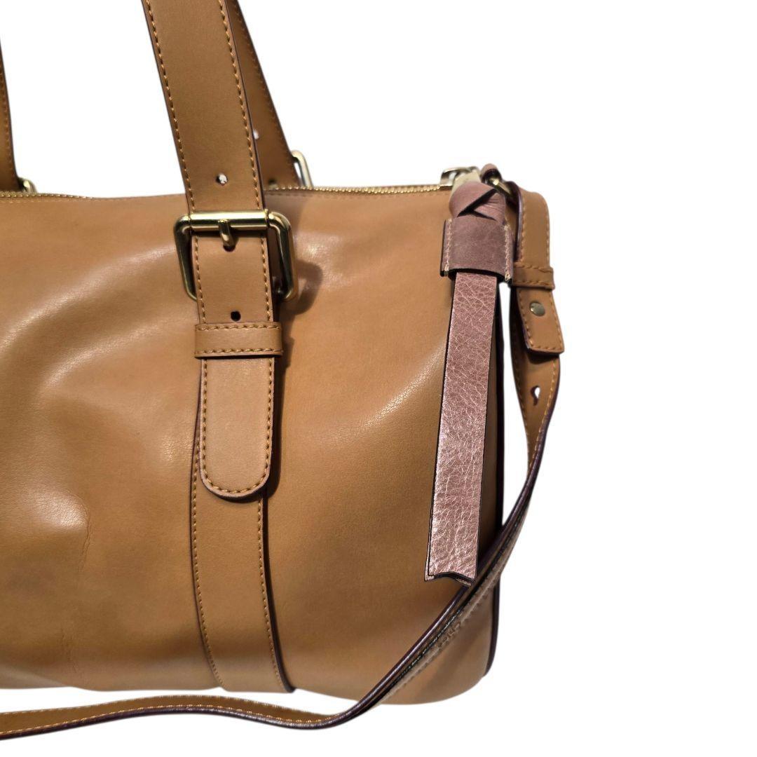 Chloe Mini Boston Bag Hand Tote Purse 2way SAM Leather Camel Authentic