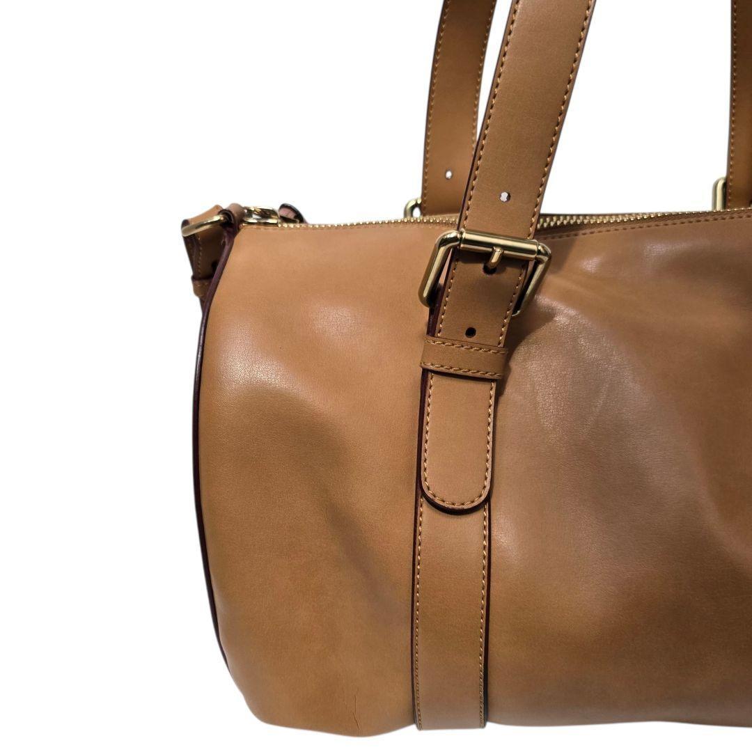 Chloe Mini Boston Bag Hand Tote Purse 2way SAM Leather Camel Authentic