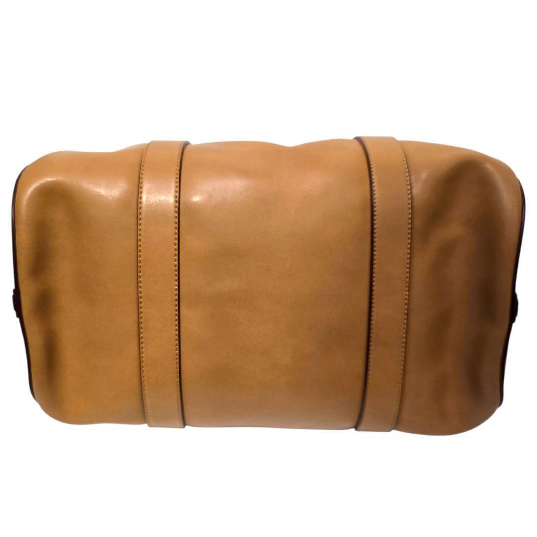 Chloe Mini Boston Bag Hand Tote Purse 2way SAM Leather Camel Authentic