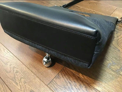 Chloe Shoulder Bag Purse Logo Canvas Cotton Black Authentic