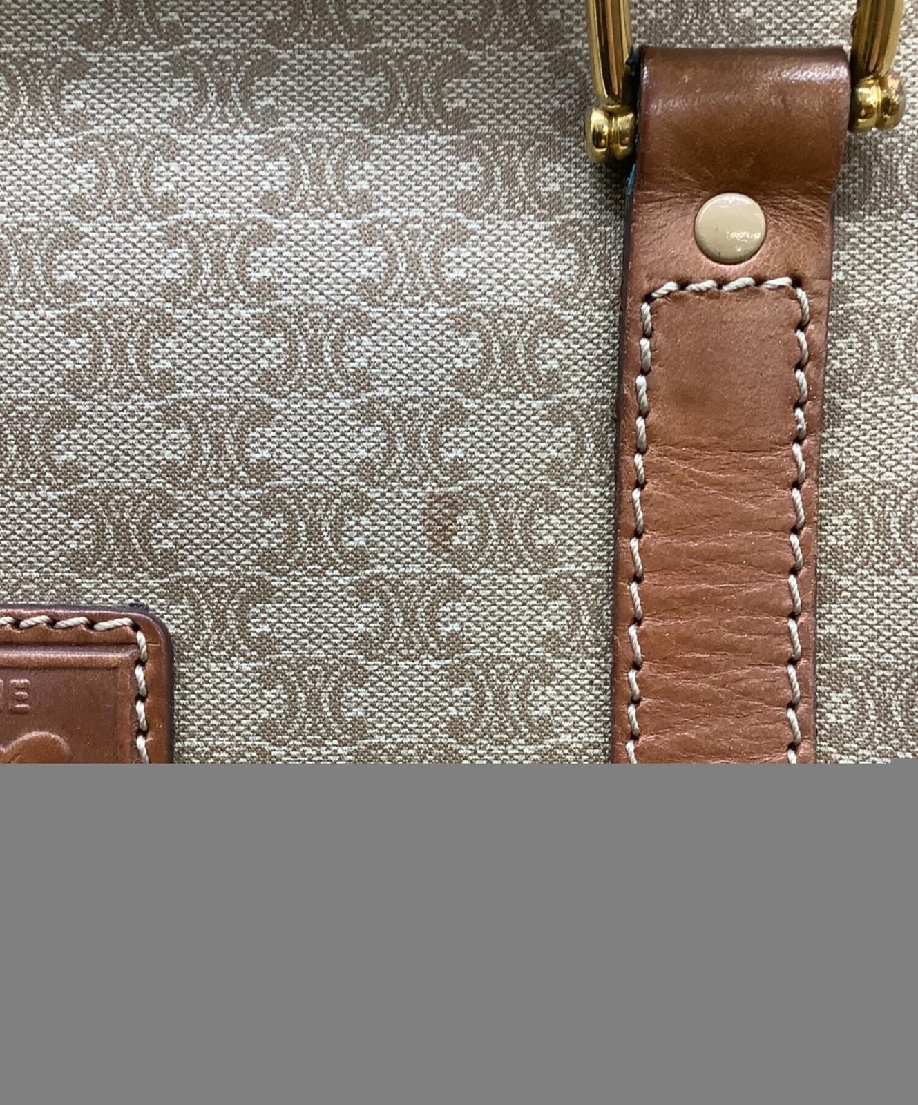 CELINE Boston Bag Hand Tote Purse Macadam Beige Authentic