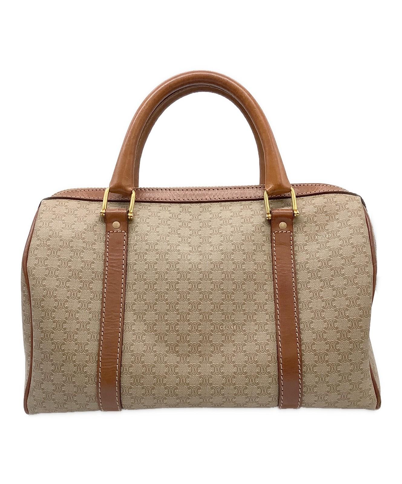 CELINE Boston Bag Hand Tote Purse Macadam Beige Authentic