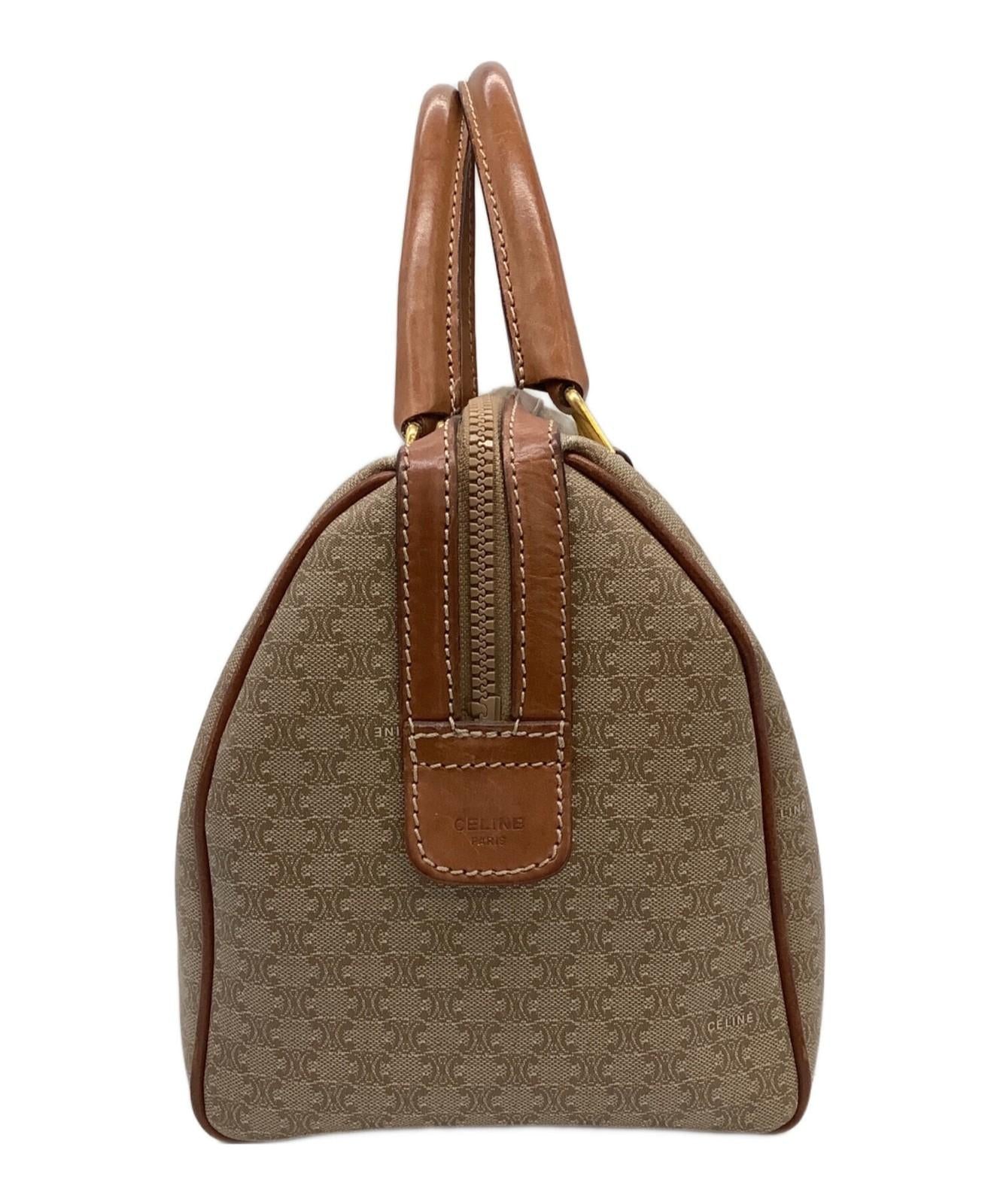 CELINE Boston Bag Hand Tote Purse Macadam Beige Authentic