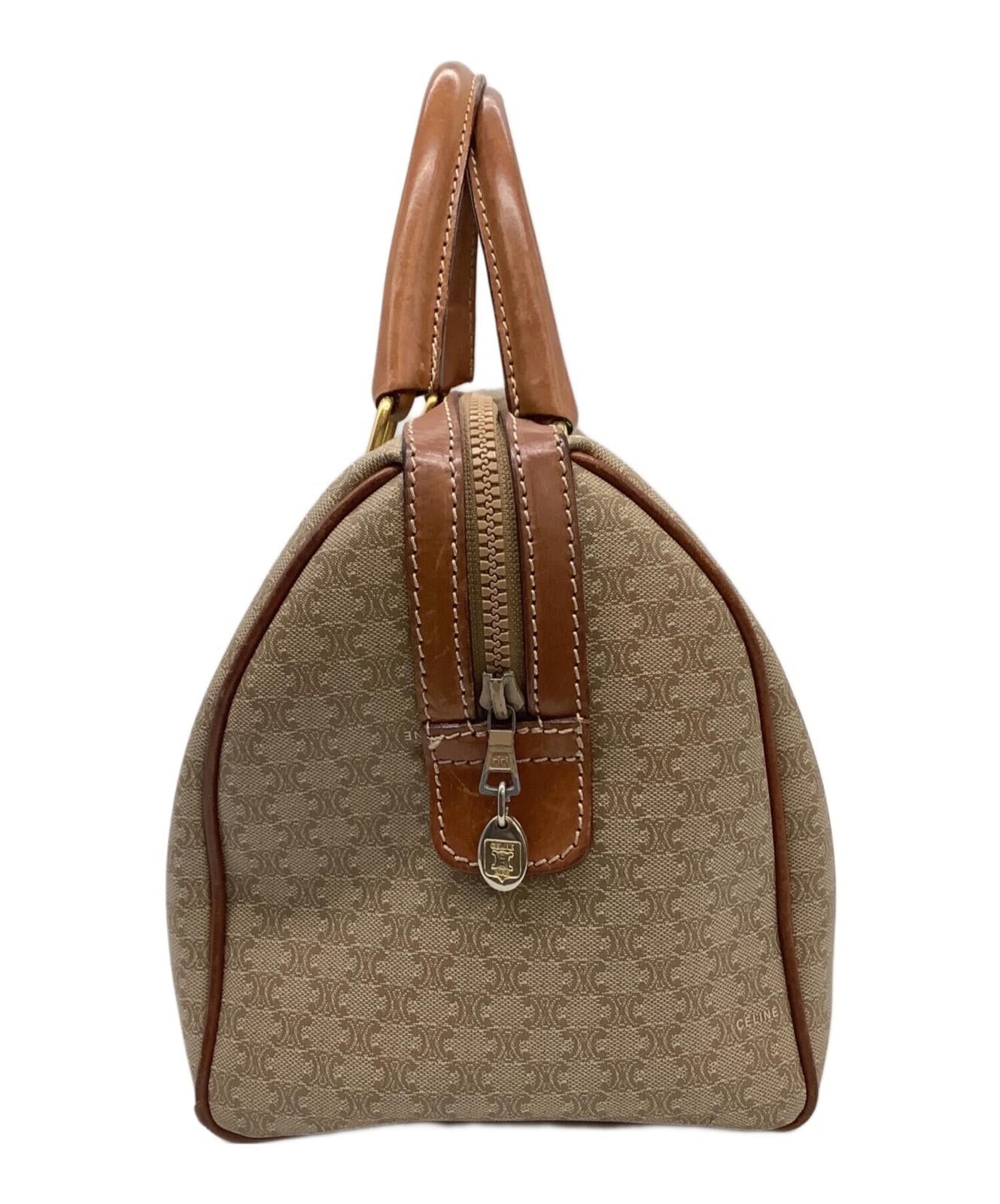 CELINE Boston Bag Hand Tote Purse Macadam Beige Authentic