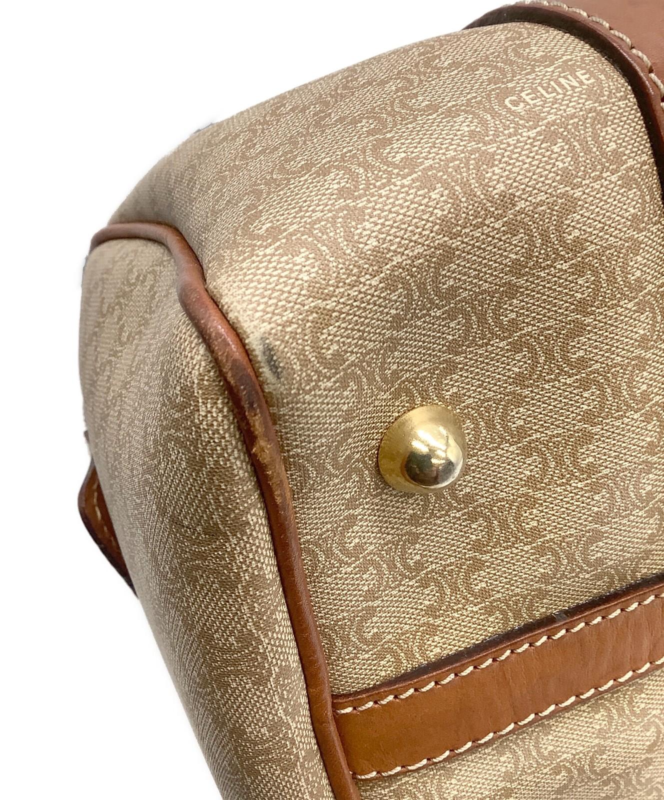 CELINE Boston Bag Hand Tote Purse Macadam Beige Authentic