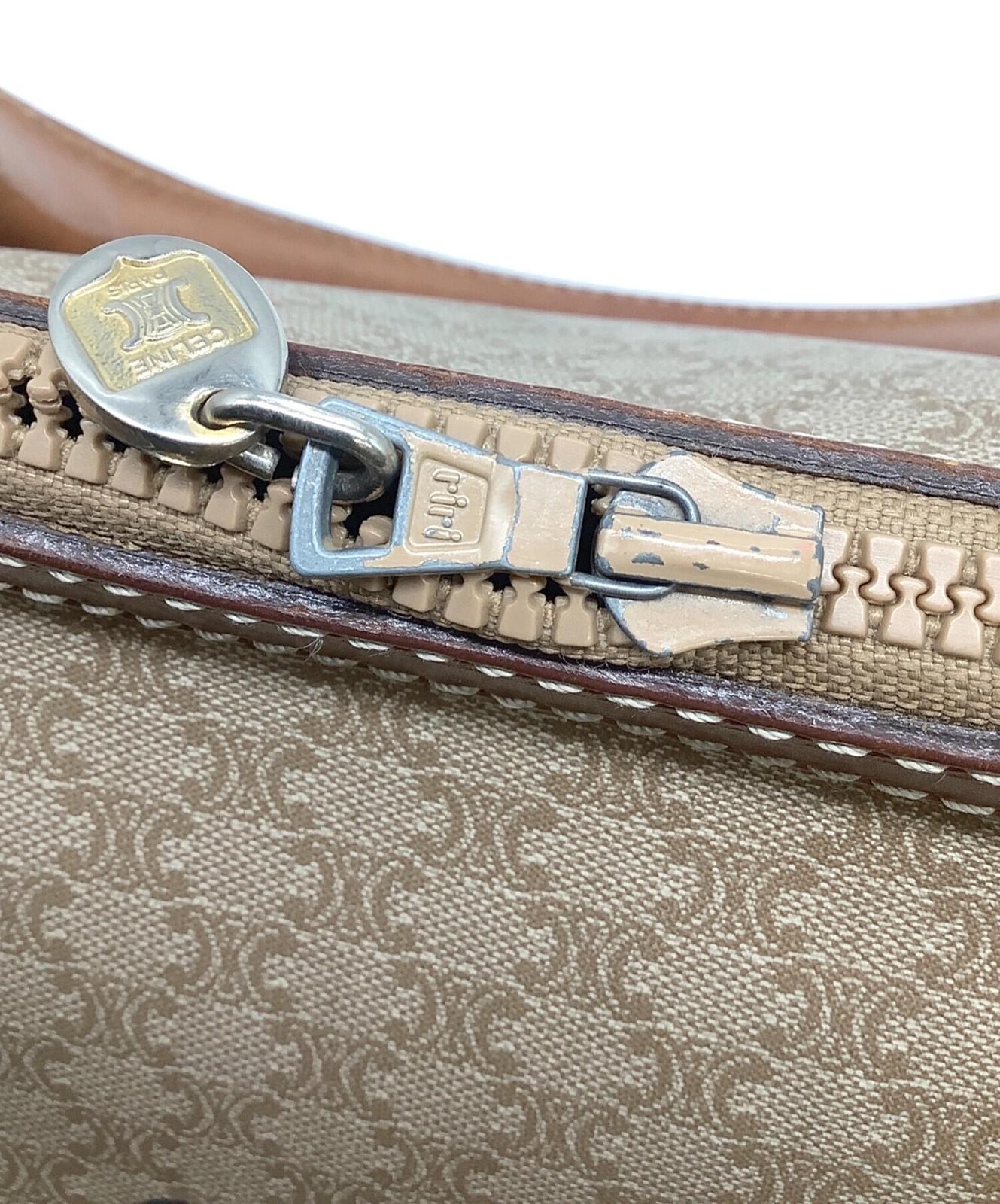 CELINE Boston Bag Hand Tote Purse Macadam Beige Authentic