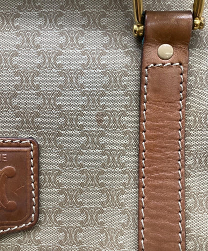 CELINE Boston Bag Hand Tote Purse Macadam Beige Authentic