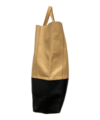 CELINE Hand Bag Tote Purse Horizontal Cabas Beige Black Authentic