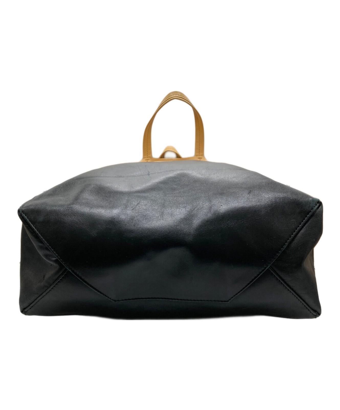 CELINE Hand Bag Tote Purse Horizontal Cabas Beige Black Authentic