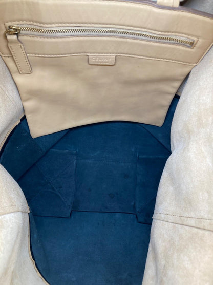 CELINE Hand Bag Tote Purse Horizontal Cabas Beige Black Authentic