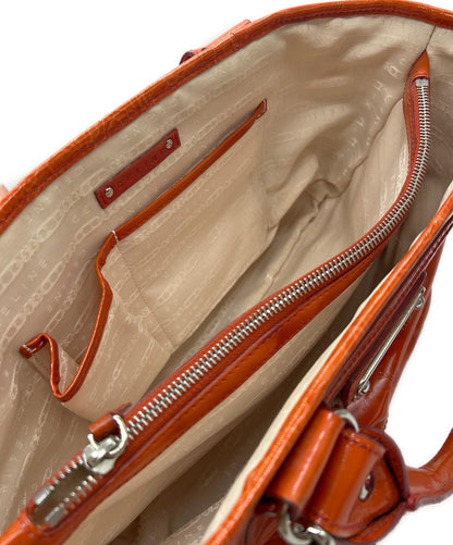 CELINE Hand Bag Tote Purse Boogie Patent Leather Orange Authentic