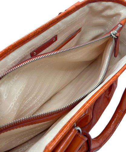 CELINE Hand Bag Tote Purse Boogie Patent Leather Orange Authentic