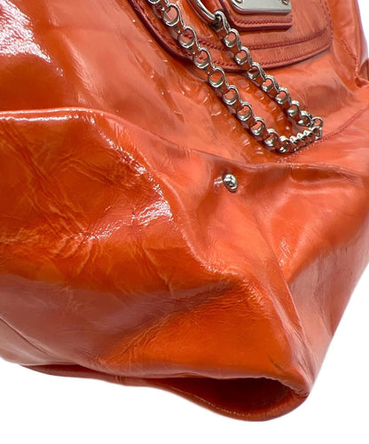 CELINE Hand Bag Tote Purse Boogie Patent Leather Orange Authentic