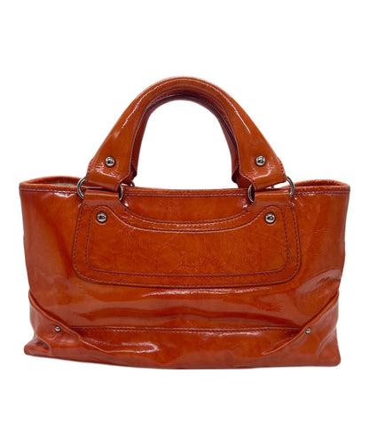 CELINE Hand Bag Tote Purse Boogie Patent Leather Orange Authentic
