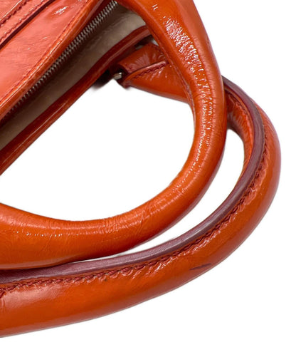 CELINE Hand Bag Tote Purse Boogie Patent Leather Orange Authentic