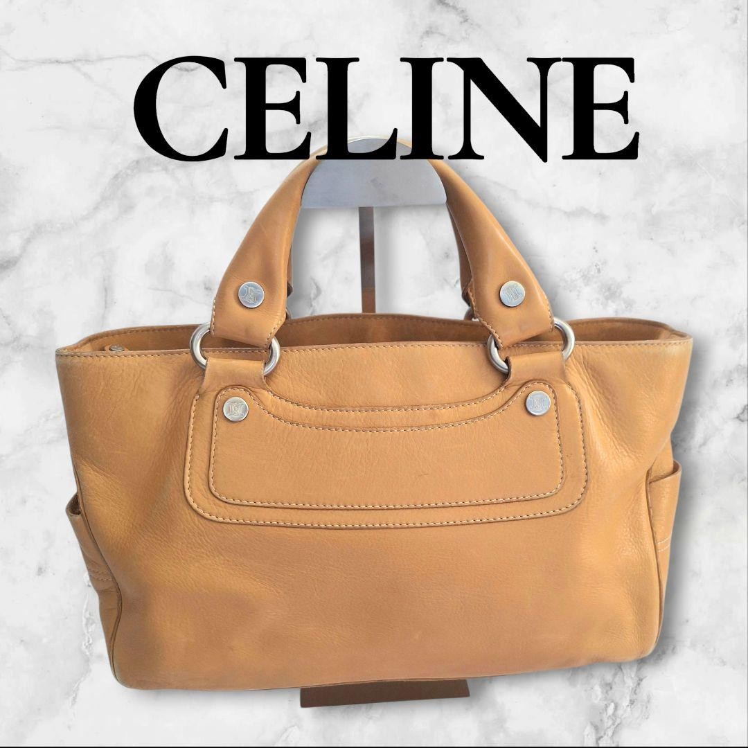 CELINE Hand Bag Tote Purse Boogie Beige Camel Authentic
