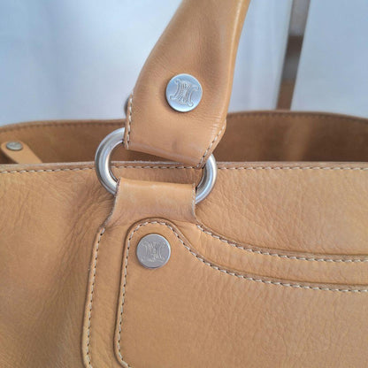 CELINE Hand Bag Tote Purse Boogie Beige Camel Authentic