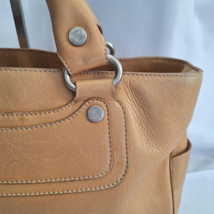 CELINE Hand Bag Tote Purse Boogie Beige Camel Authentic