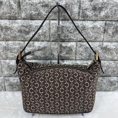 CELINE Accessory Pouch Hand Bag Tote Purse C Macadam Canvas Dark Brown Authentic