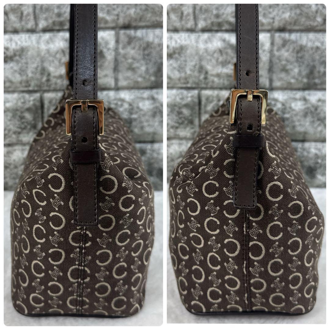 CELINE Accessory Pouch Hand Bag Tote Purse C Macadam Canvas Dark Brown Authentic