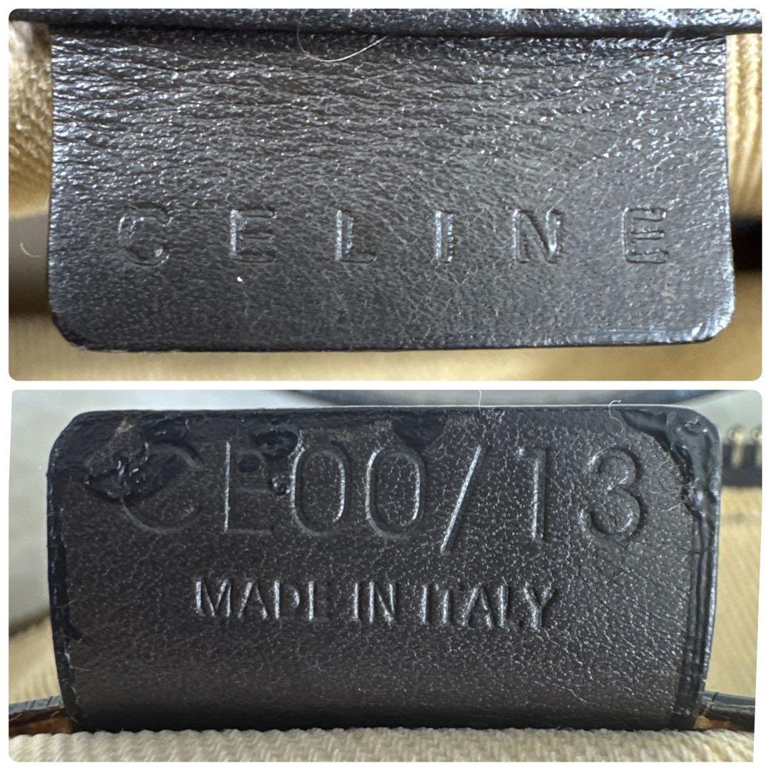 CELINE Accessory Pouch Hand Bag Tote Purse C Macadam Canvas Dark Brown Authentic