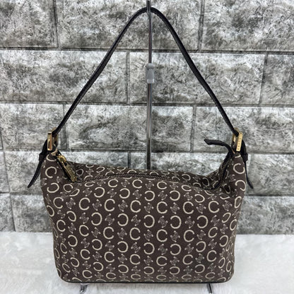 CELINE Accessory Pouch Hand Bag Tote Purse C Macadam Canvas Dark Brown Authentic