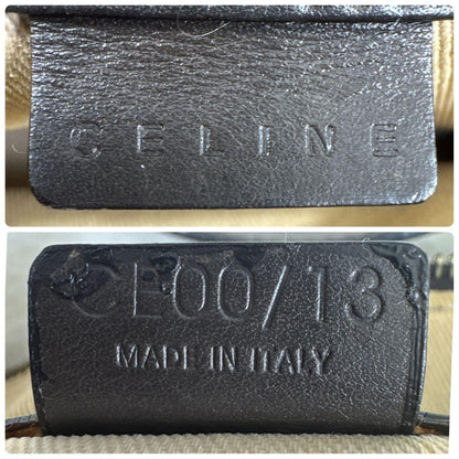 CELINE Accessory Pouch Hand Bag Tote Purse C Macadam Canvas Dark Brown Authentic