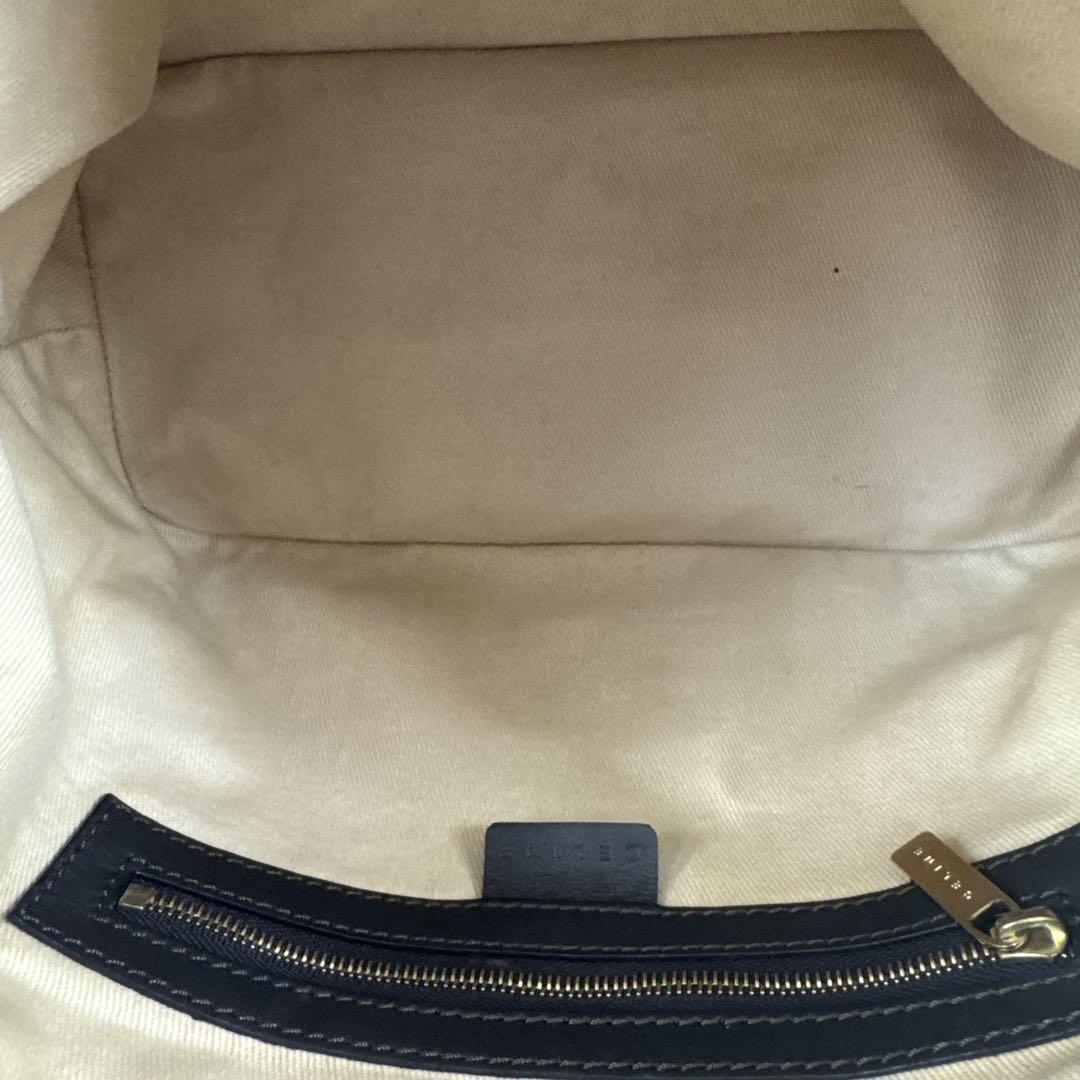 CELINE Accessory Pouch Hand Bag Tote Purse C Macadam Canvas Dark Brown Authentic