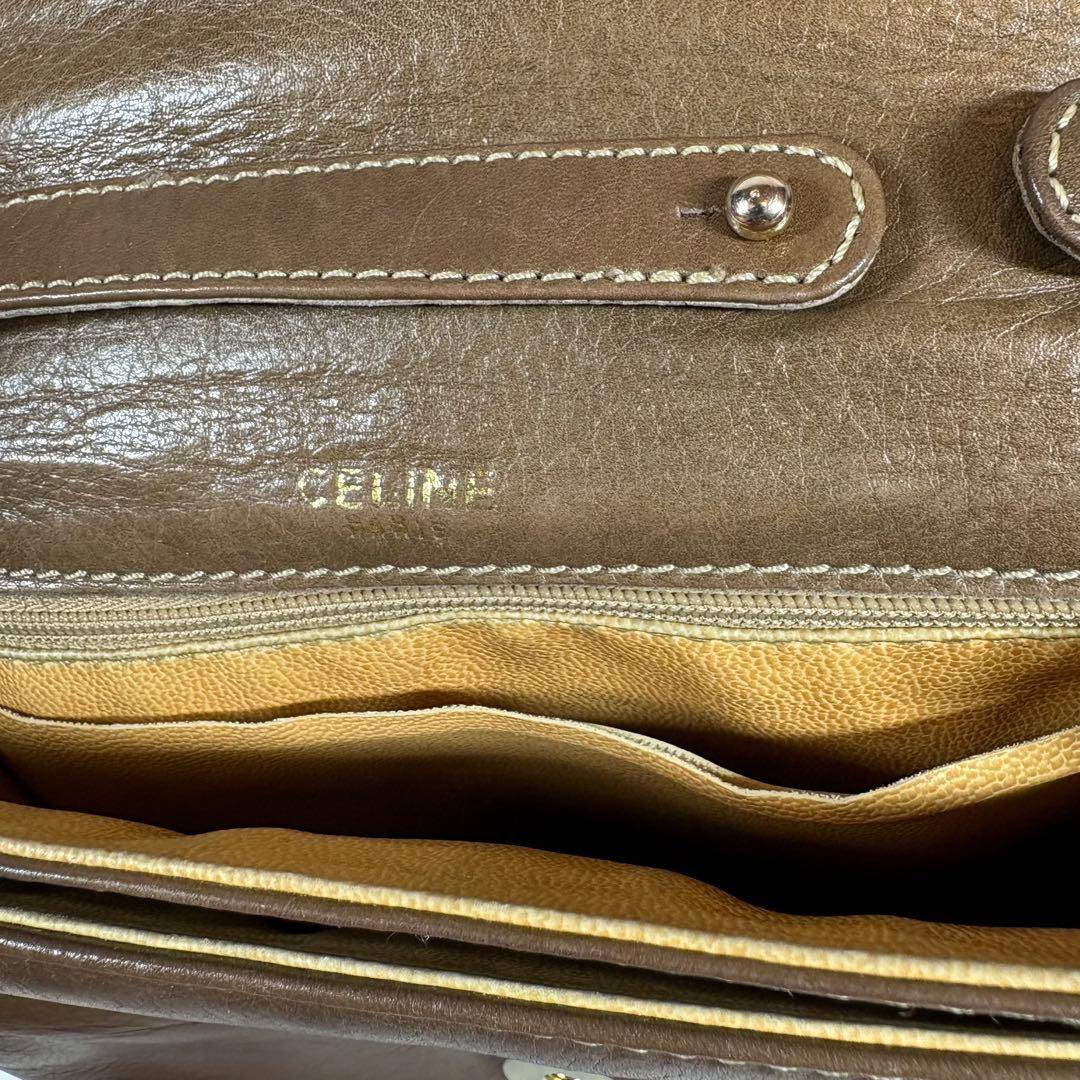 CELINE Hand Bag Tote Purse Macadam Leather Brown Authentic