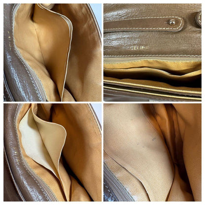 CELINE Hand Bag Tote Purse Macadam Leather Brown Authentic