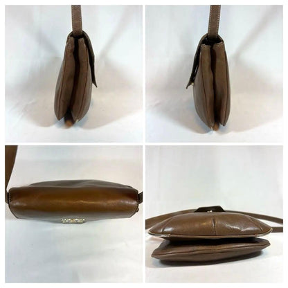 CELINE Hand Bag Tote Purse Macadam Leather Brown Authentic