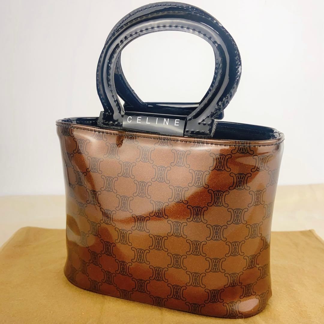 CELINE Hand Bag Tote Purse Macadam Patent Leather Authentic