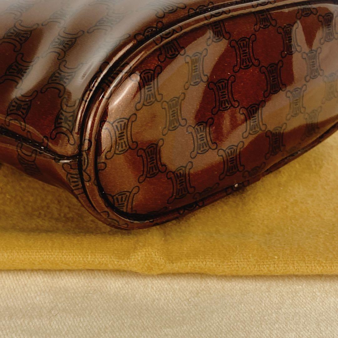 CELINE Hand Bag Tote Purse Macadam Patent Leather Authentic