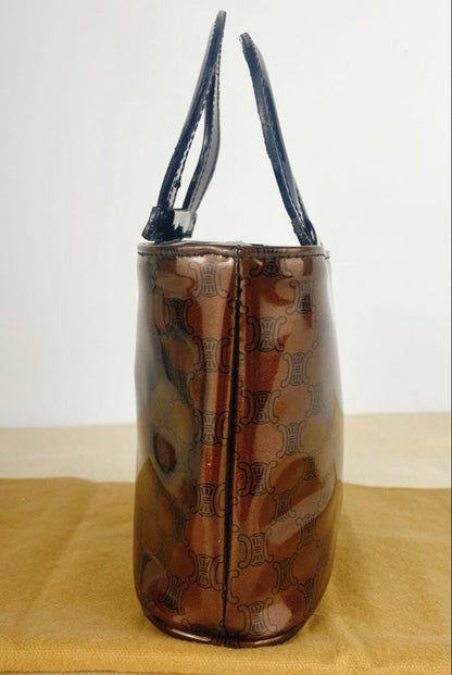 CELINE Hand Bag Tote Purse Macadam Patent Leather Authentic