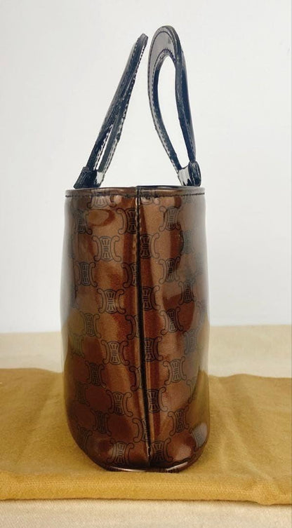 CELINE Hand Bag Tote Purse Macadam Patent Leather Authentic