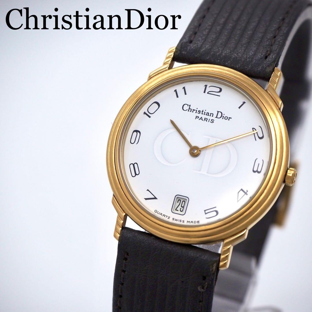 Christian Dior Quartz Watch Wristwatch CD White Gold Women's Authentic