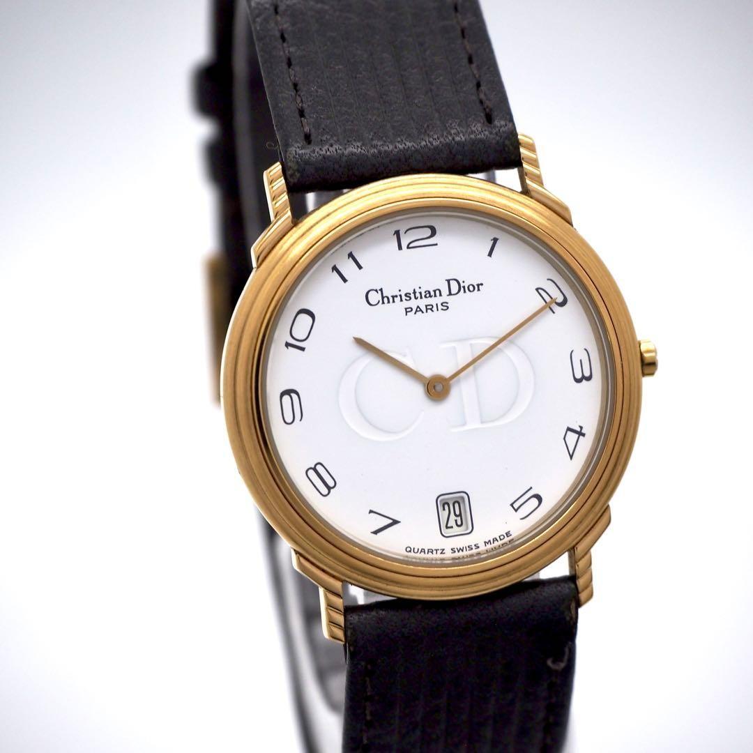 Christian Dior Quartz Watch Wristwatch CD White Gold Women's Authentic