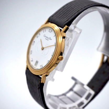 Christian Dior Quartz Watch Wristwatch CD White Gold Women's Authentic