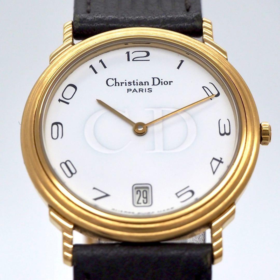 Christian Dior Quartz Watch Wristwatch CD White Gold Women's Authentic