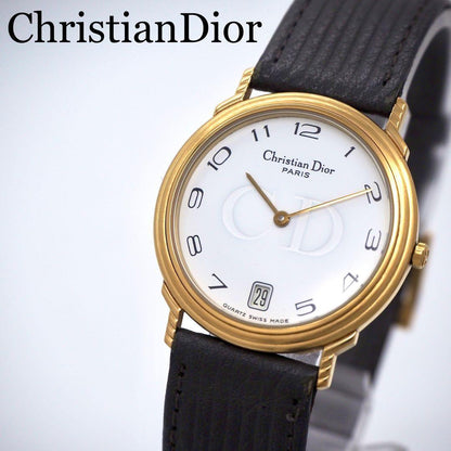 Christian Dior Quartz Watch Wristwatch CD White Gold Women's Authentic