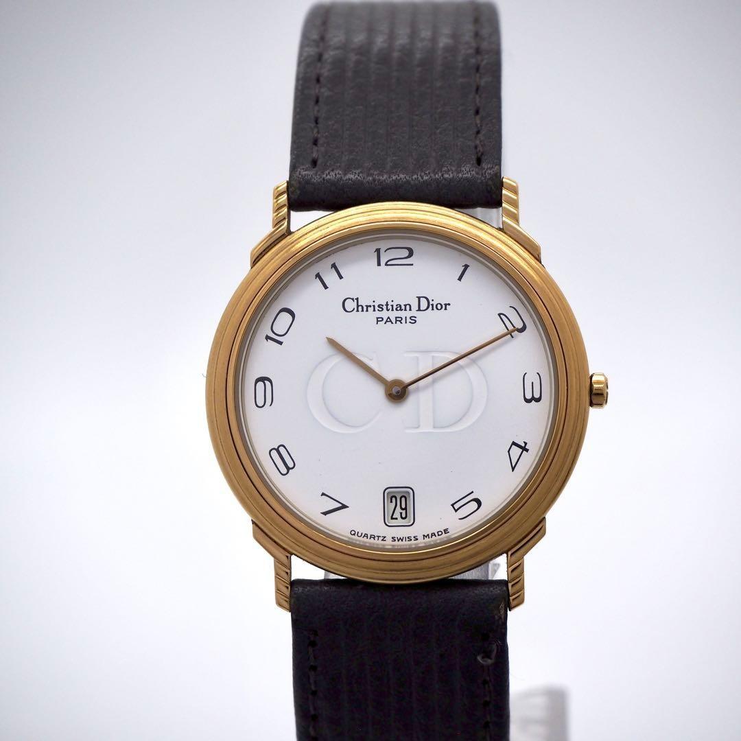 Christian Dior Quartz Watch Wristwatch CD White Gold Women's Authentic