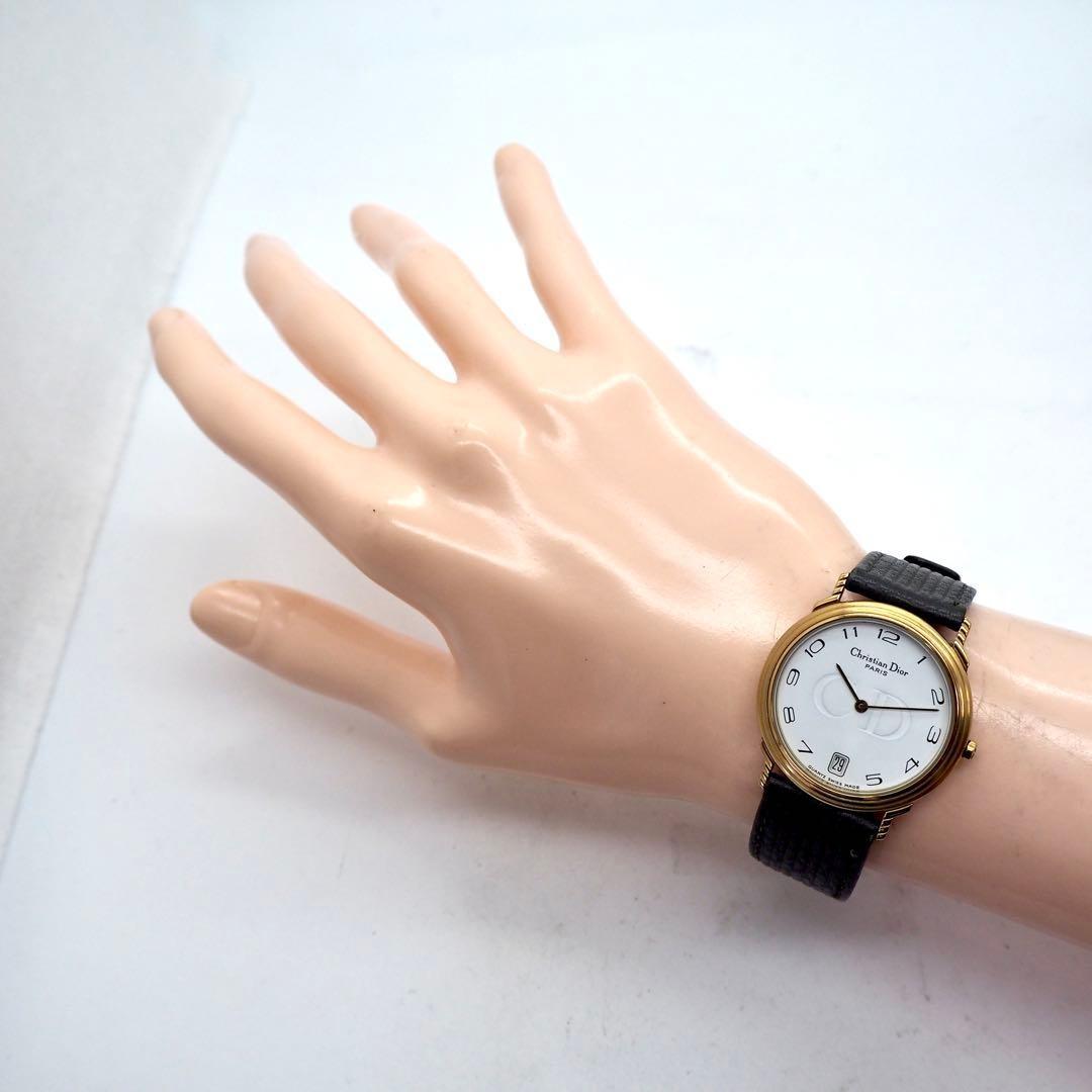 Christian Dior Quartz Watch Wristwatch CD White Gold Women's Authentic