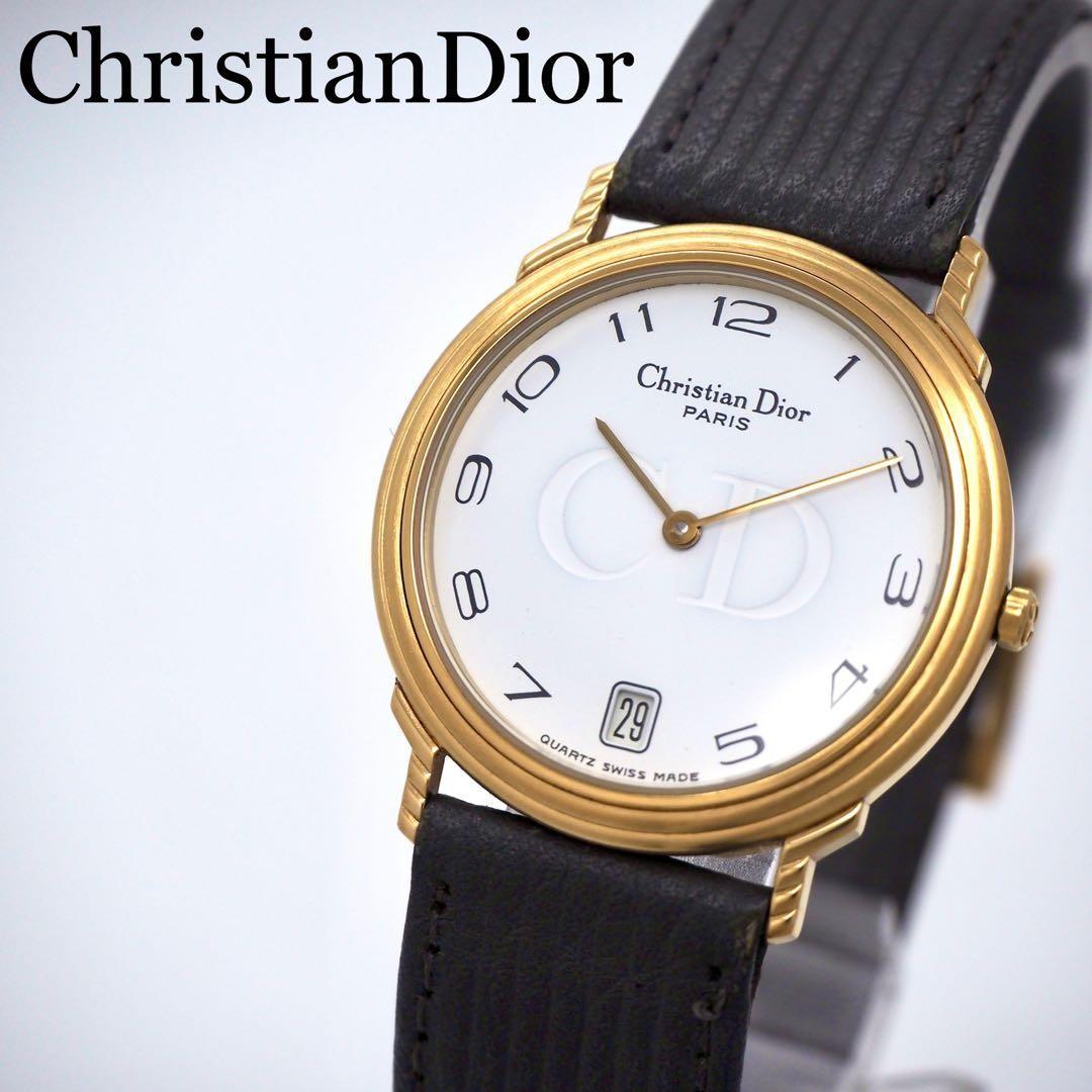 Christian Dior Quartz Watch Wristwatch CD White Gold Women's Authentic