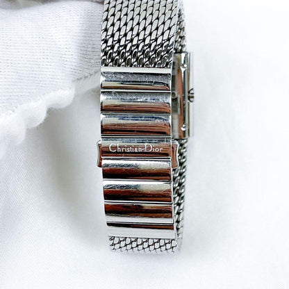 Christian Dior D80-100 Quartz Watch Wristwatch Logo Silver Navy Women's Auth