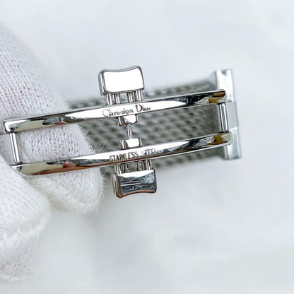 Christian Dior D80-100 Quartz Watch Wristwatch Logo Silver Navy Women's Auth