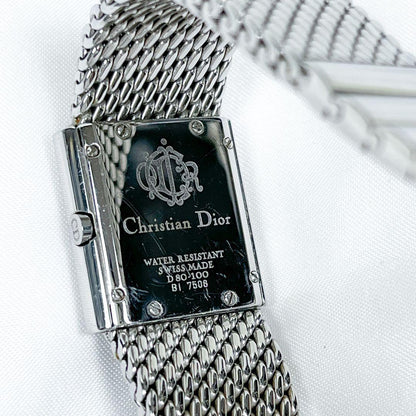 Christian Dior D80-100 Quartz Watch Wristwatch Logo Silver Navy Women's Auth