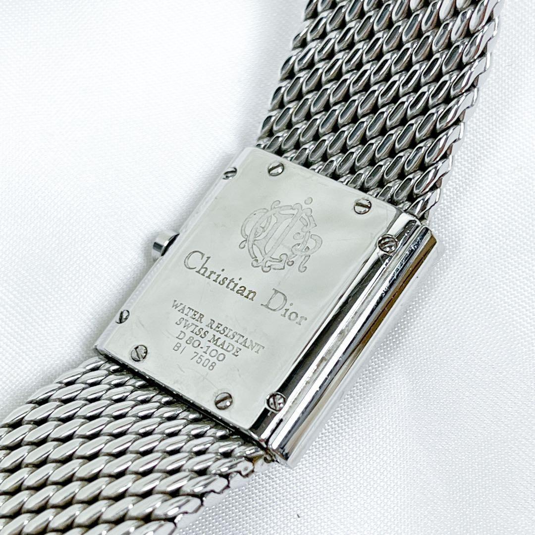 Christian Dior D80-100 Quartz Watch Wristwatch Logo Silver Navy Women's Auth