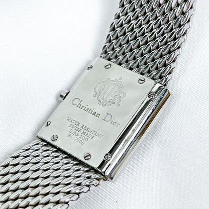 Christian Dior D80-100 Quartz Watch Wristwatch Logo Silver Navy Women's Auth
