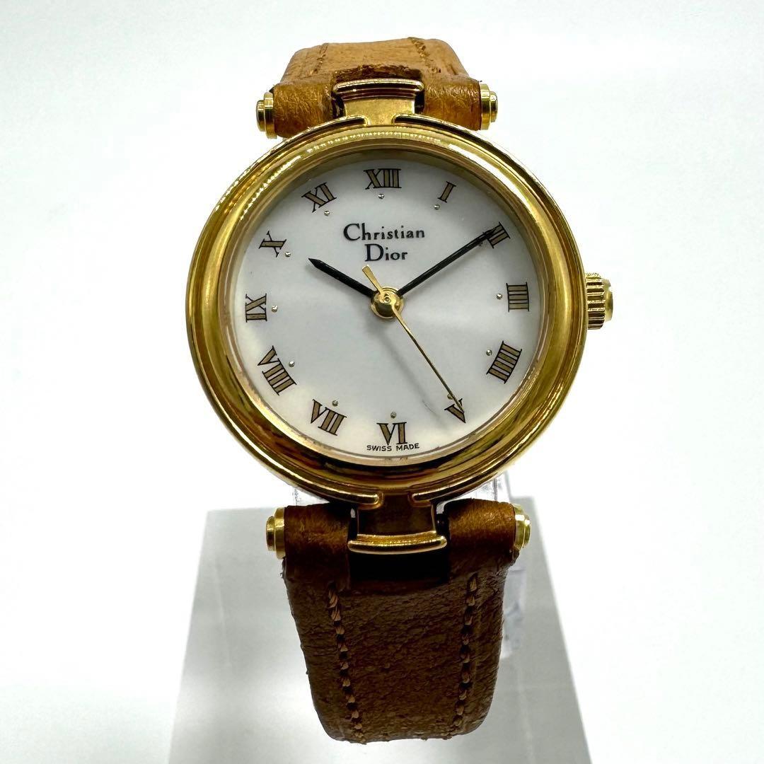 Christian Dior Quartz Watch Wristwatch Logo Gold Women's Authentic