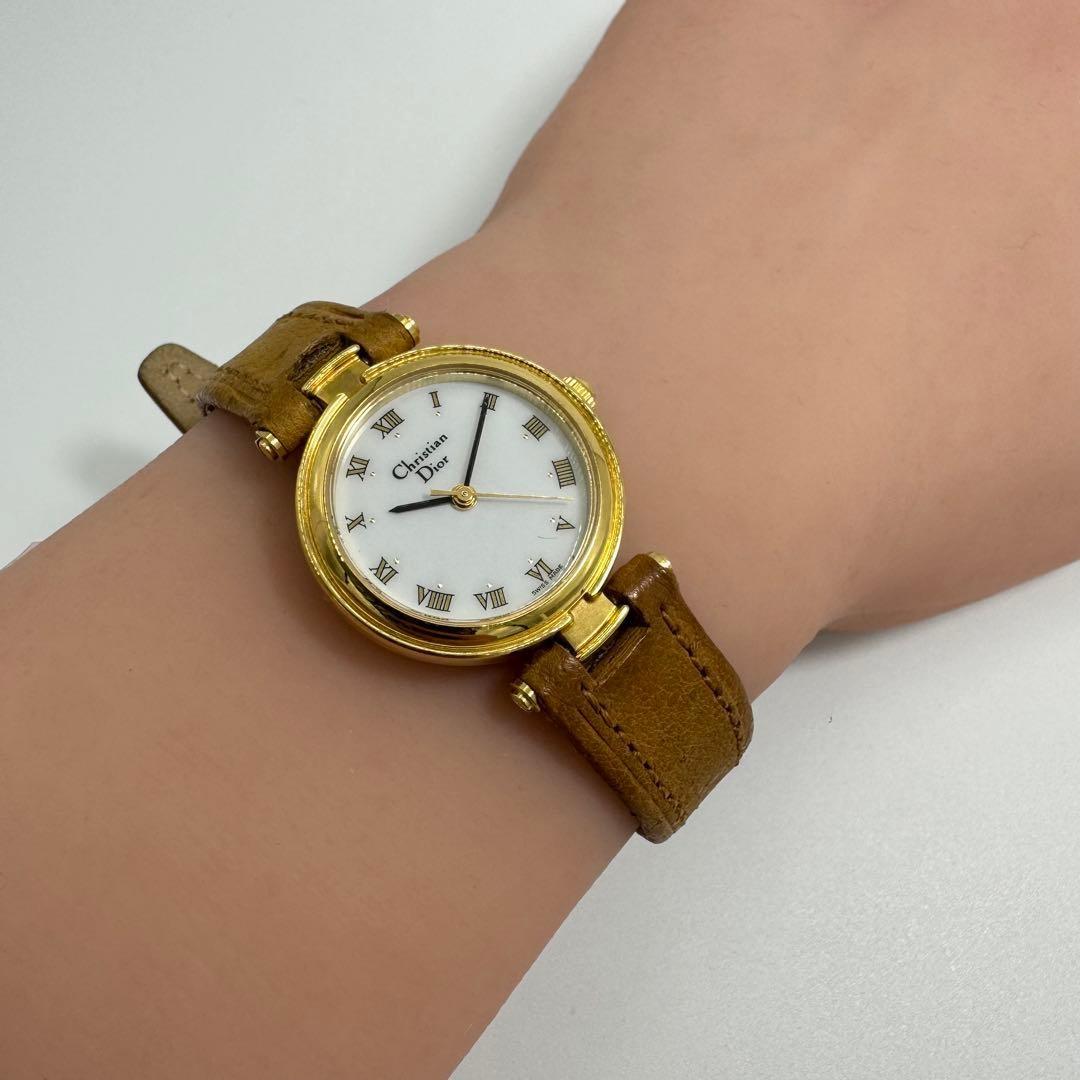 Christian Dior Quartz Watch Wristwatch Logo Gold Women's Authentic